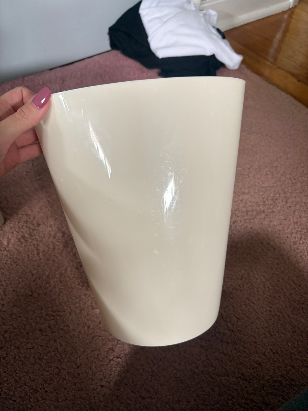 Cream Decorative Wastebasket - Modern Home Accent